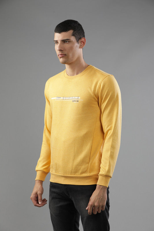 t-base Yellow Melange Cotton Polyester Fleece Melange Sweatshirt