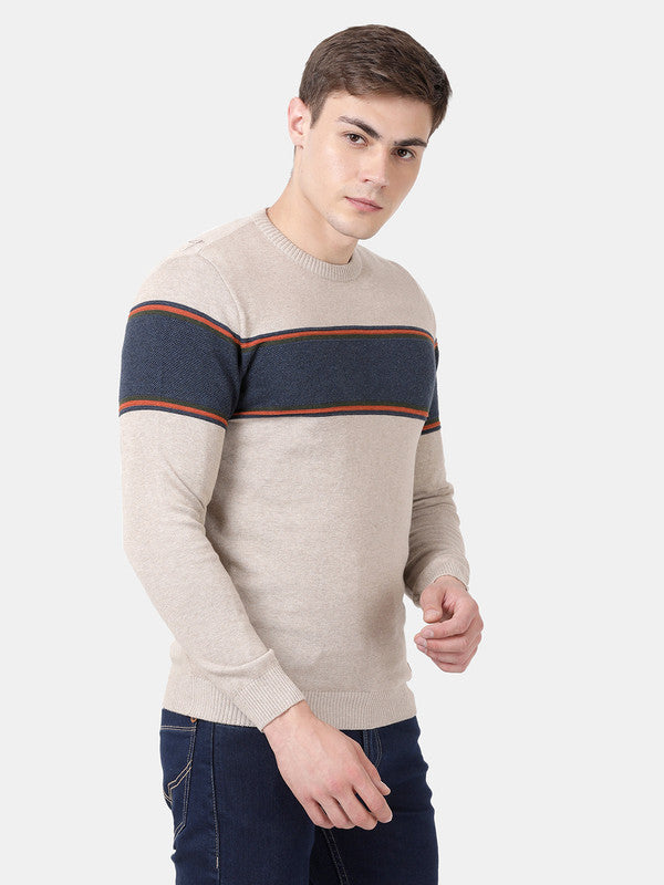 t-base Birch Melange Full Sleeve Crewneck Stylised Sweater