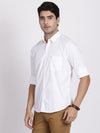 t-base White Dobby Cotton Polyster Stretch Casual Shirt