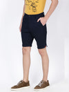 t-base Men Dark Navy Cotton Stretch Printed Chino Shorts