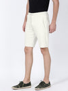t-base Men Whtie Melange Cotton Polyester Solid Basic Knitted Shorts