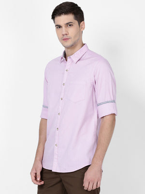  t-base Pink Solid Cotton Casual Shirt 