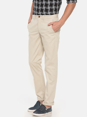 t-base men's Yellow Solid Cotton Slim Straight Chino Pant