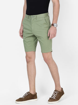 t-base Men Epsom Green Cotton Stretch Solid Chino Shorts
