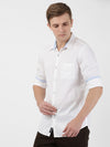 t-base Men White Cotton Solid Casual Shirt