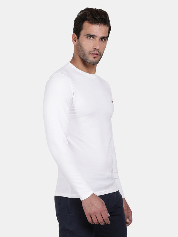 t-base Broken White Cotton Stretch Single Jersey Crewneck Solid T-Shirt
