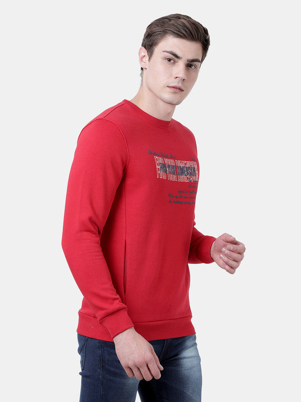 t-base Haute Red Cotton Polyester Fleece Solid Sweatshirt