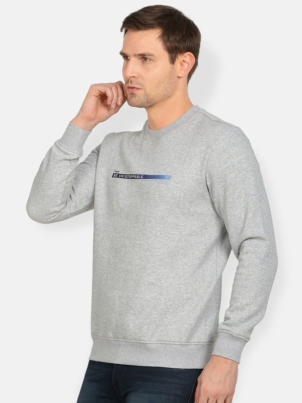 t-base Grey Melange Cotton Polyester Melange Sweatshirt