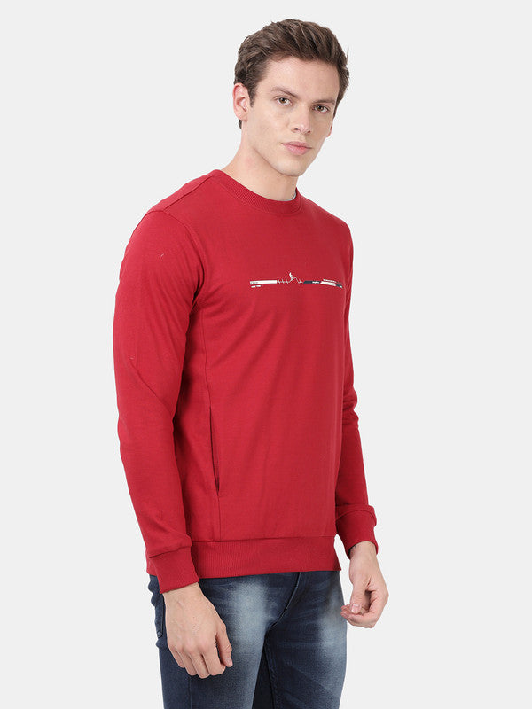 t-base Cp Red Cotton Polyster Terry Solid Sweatshirt