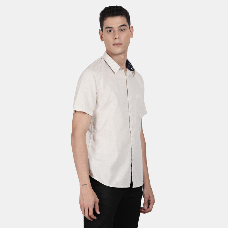 t-base Birch Half Sleeve Cotton Linen Solid Casual Shirt