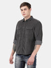 t-base Men Graphite Corduroy Solid Casual Shirt