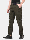 Moss Green Cotton Canvas Overdyed Solid Cargo Pant