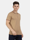 t-base Khaki Cotton Nylon Polo Solid T-Shirt