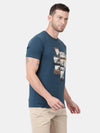 t-base Blue Opal Cotton Lycra Crewneck Solid T-Shirt