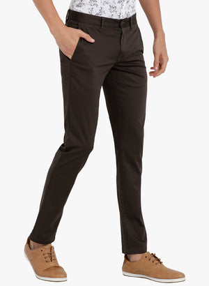 t-base men's Black Solid Cotton Stretch Chino Pant