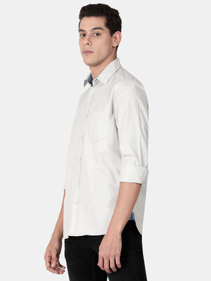 t-base Light Grey Cotton Solid Shirt