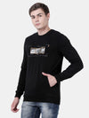 t-base Black Cotton Polyster Terry Solid Sweatshirt