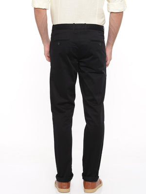 t-base men's Black Solid Cotton Lycra Chino Pant