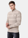 t-base Birch Melange Full Sleeve Half Zip Stylised Sweater