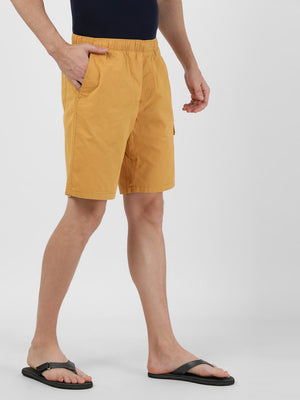 t-base Pale Banana Cotton Solid Basic Shorts