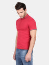 t-base Tango Red Cotton Nylon Polo Solid T-Shirt
