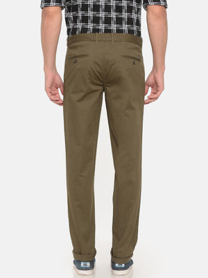 t-base men's Dark Green Solid Cotton Chino Pant