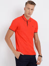 t-base men's Red Polo Neck Solid T-Shirt