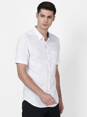  t-base White Solid Cotton Casual Shirt 