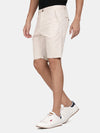 t-base Men Beige Cotton Dobby Stretch Solid Chino Shorts