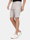 t-base Men Beige Cotton Linen Striper Chino Shorts