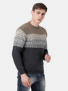 t-base Bright Denim Full Sleeve Crewneck Stylised Sweater