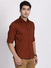 t-base Rust Dobby Cotton Polyster Stretch Casual Shirt