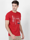 t-base men's Red Round Neck Solid T-Shirt
