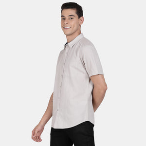 t-base Silver Cloud Cotton Linen Solid Shirt
