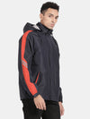 t-base Navy Taslon Solid Full Sleeve Waterproof Rainwear Jacket