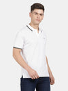 t-base Broken White Cotton Polo Half Sleeve Printed T-Shirt