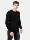 t-base Black Full Sleeve Crewneck Solid Sweater