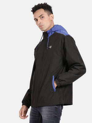 t-base Royal Blue Nylon Ribstop Solid Full Sleeve Waterproof Rainwear Jacket