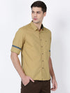  t-base Yellow Solid Cotton Casual Shirt 