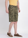 t-base Men Light Olive Cotton Printed Cargo Shorts
