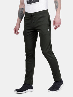 t-base men's Olive Solid Regular-Fit Pant