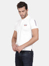 t-base Broken White Cotton Stretch Polo Solid T-Shirt