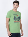 t-base men's Green Round Neck Solid T-Shirt