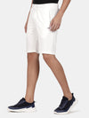 t-base Men Off White Cotton Polyester Solid Knitted Shorts