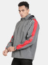 t-base Grey Taslon Solid Full Sleeve Waterproof Rainwear Jacket