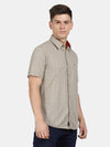 t-base Beige Cotton Poly Printed Shirt