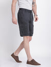 t-base Men Graphite Blue Cotton RFD Solid Cargo Shorts With Belt