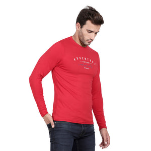 t-base Haute Red Cotton Stretch Crewneck Solid T-Shirt