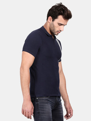 t-base Black Iris Cotton Nylon Polo Solid T-Shirt