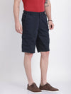 t-base Men Navy Cotton Solid Cargo Shorts
